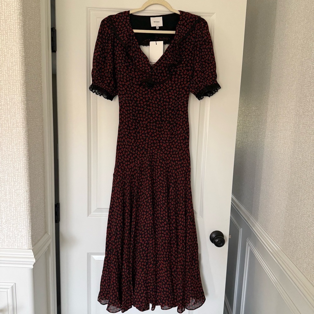 NWT Reformation Viral Women's Evra Lace Trim Open Back Maxi Dress Size 2 - Picture 8 of 14